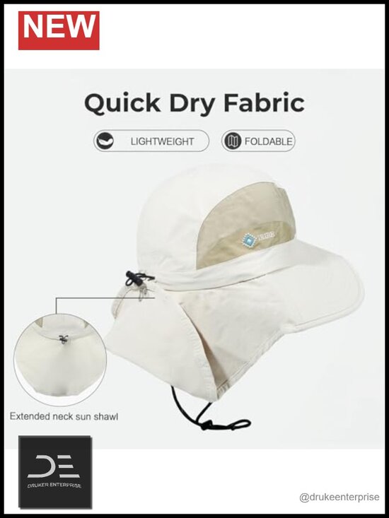 UPF 50+ Wide Brim Sun Hat with Neck Flap - Foldable Breathable Nylon main image 6